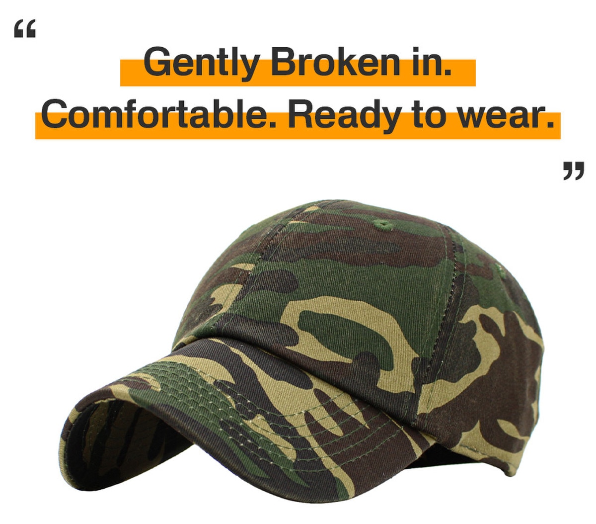 Camouflage Low Profile Baseball Caps Front Side View